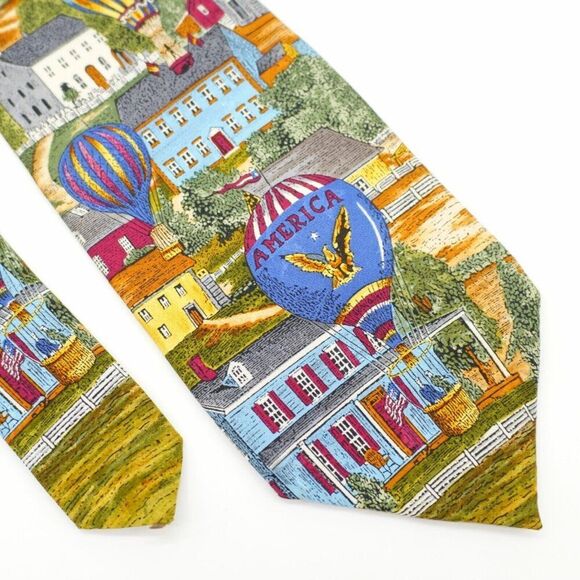 Tango Max Raab Americana Series "The View From Above" Wide Silk Tie - Picture 1 of 7